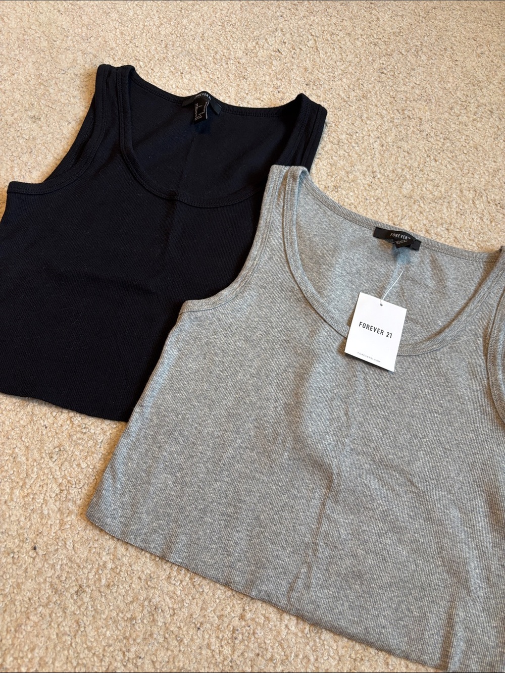 Forever 21 Women’s Ribbed Tank Tops — Black & Gray (2-Pack)
